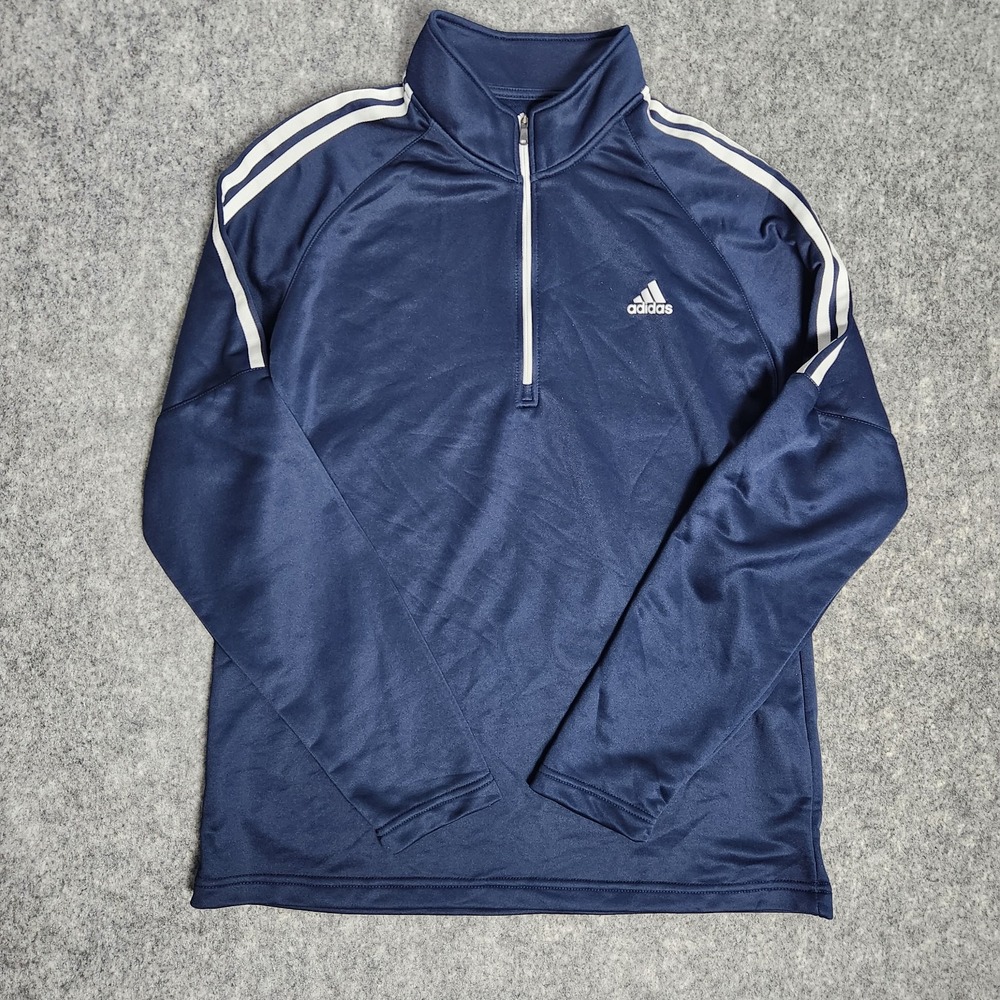adidas Golf Quarter Zip Sweatshirt Men XL Blue White Stripe Performance Active